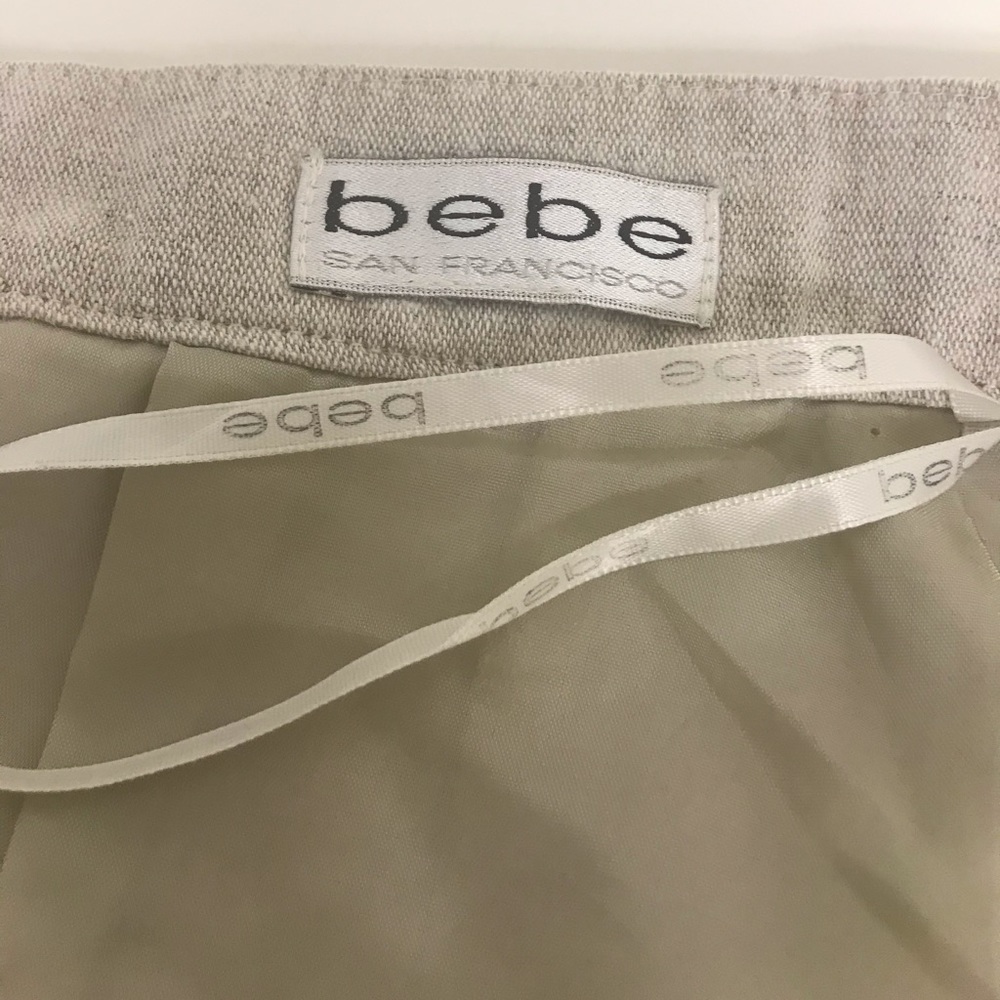 BeBe Beige Linen Mini Skirt Sz 2